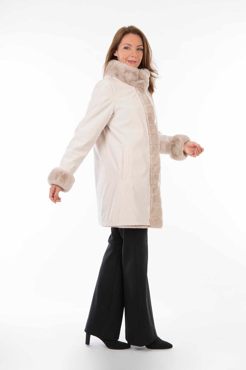 Petite M. Kunstpelz Jacke Zum Wenden Creme