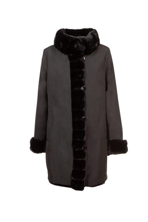 Petite M. Kunstpelz Jacke Zum Wenden Schwarz