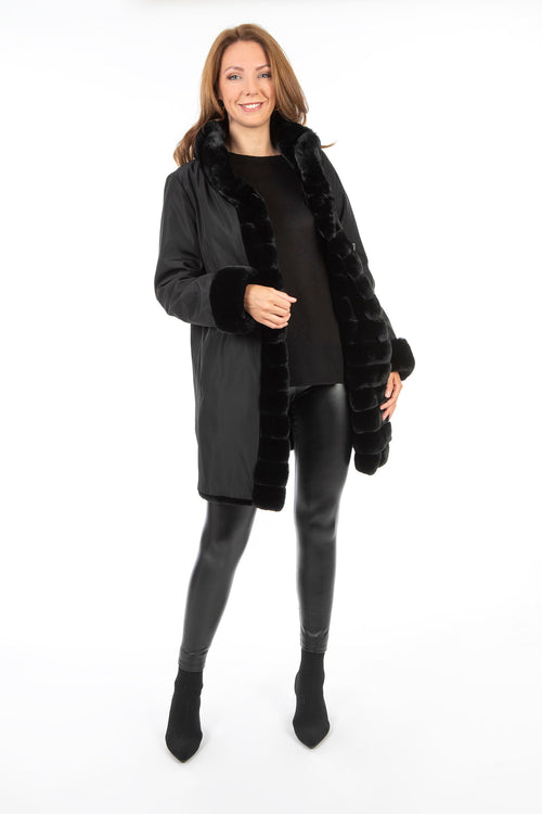 Petite M. Kunstpelz Jacke zum Wenden Schwarz