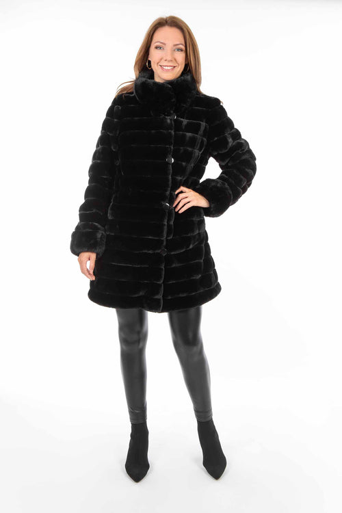 Petite M. Kunstpelz Jacke Zum Wenden Schwarz