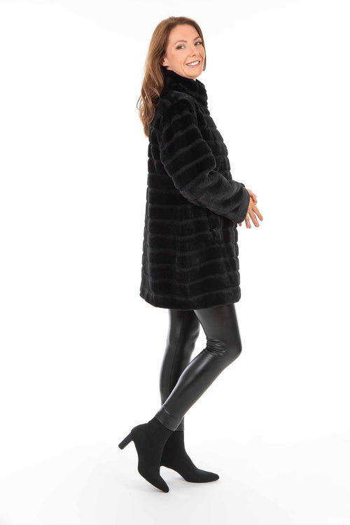 Petite M. Kunstpelz Jacke Zum Wenden Schwarz