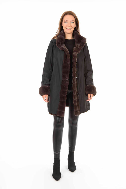 Petite M. Kunstpelz Jacke Zum Wenden Schwarz - Braun