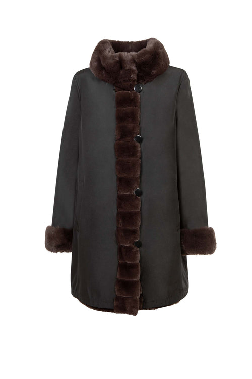 Petite M. Kunstpelz Jacke Zum Wenden Schwarz - Braun