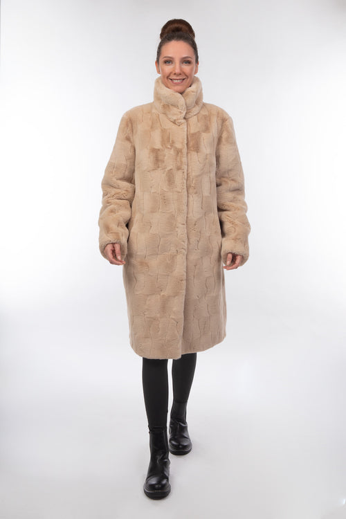 Petite M. Kunstpelz Mantel Mit Stehbordkrage