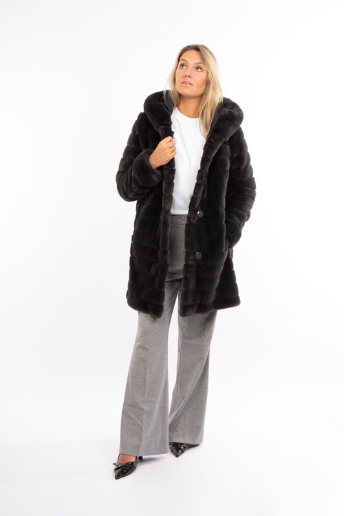 Petite M. Kunstpelz Mantel Wendenteil Im Anthrazit