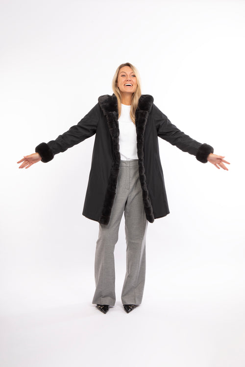 Petite M. Kunstpelz Mantel Wendenteil Im Anthrazit