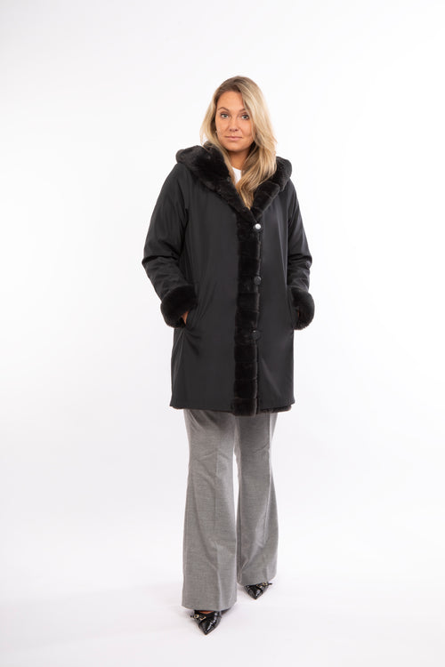 Petite M. Kunstpelz Mantel Wendenteil im Anthrazit