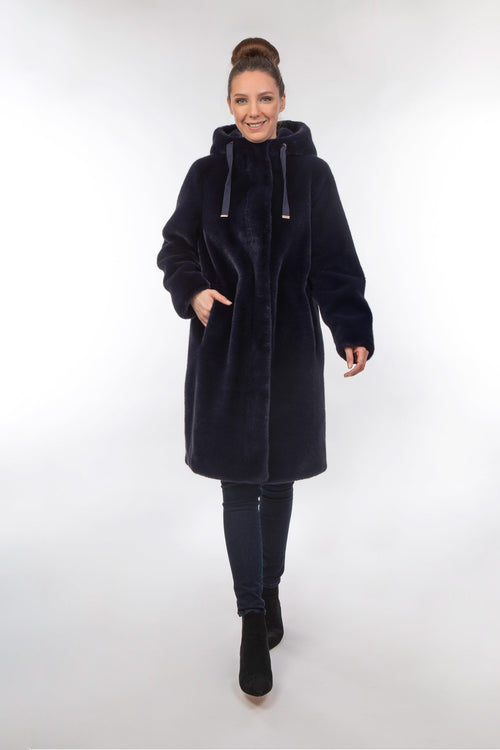 Petite M. Kunstpelz Parka Dunkelblau