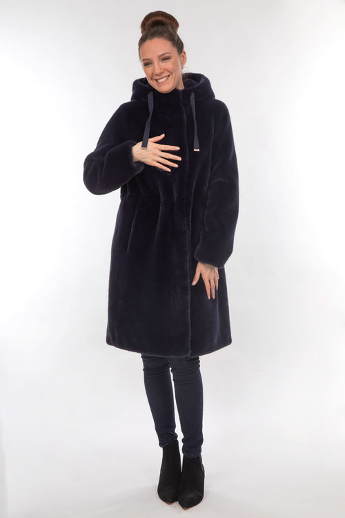 Petite M. Kunstpelz Parka Dunkelblau