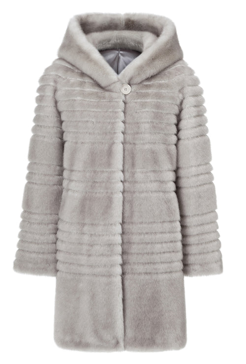 Petite M. Kunstpelzmantel In Nerzoptik Silbergrau