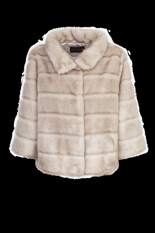 Petite M. Kurze Kunstpelzjacke In Silbergrau