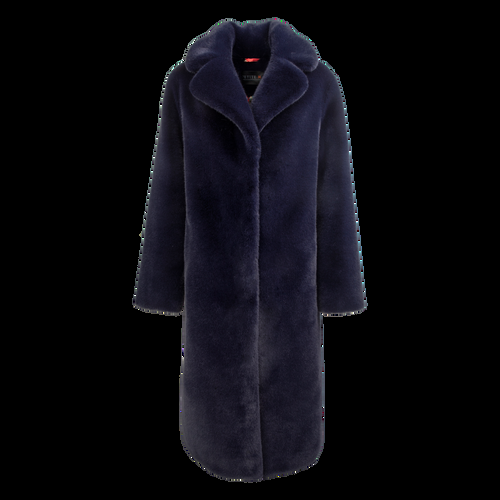 Petite M. Langer Kunstpelz Mantel In Dunkelblau