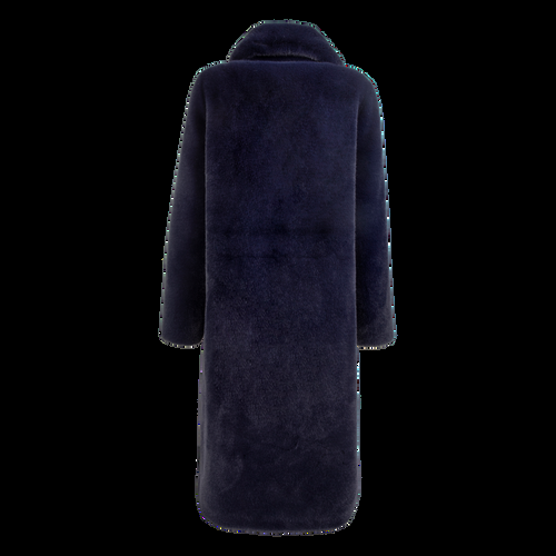 Petite M. Langer Kunstpelz Mantel In Dunkelblau