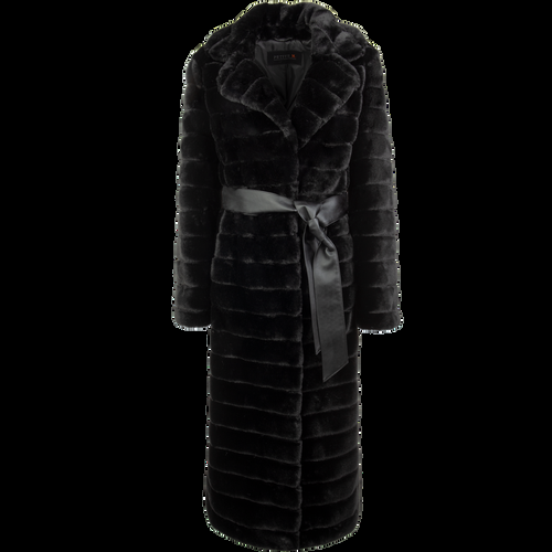 Petite M. Langer Kunstpelz Mantel In Schwarz