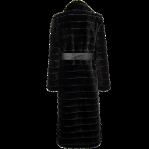 Petite M. Langer Kunstpelz Mantel In Schwarz