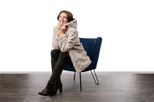 Petite M. Leichte Kunstpelz Jacke Mit Kapuze