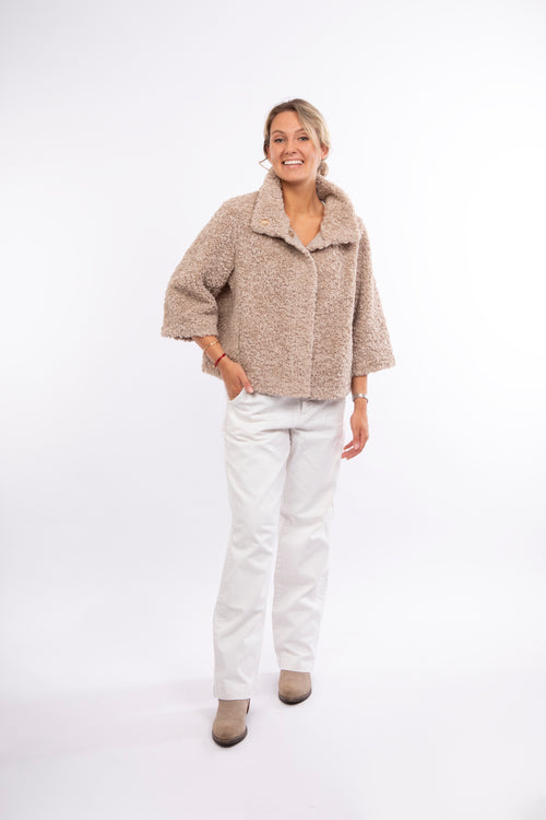 Petite M. Teddyfell Kurze Jacke In Beige