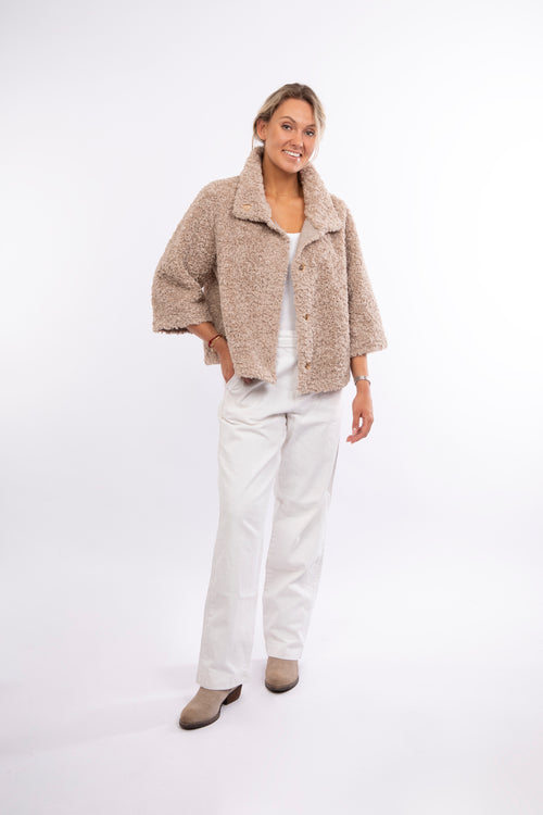 Petite M. Teddyfell Kurze Jacke in Beige