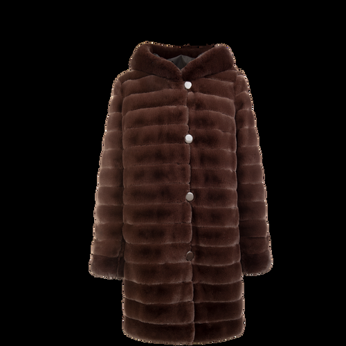 Petite M. Wendemantel Mit Kapuze In Kunstfell Und Microfaser, Braun/Schwarz