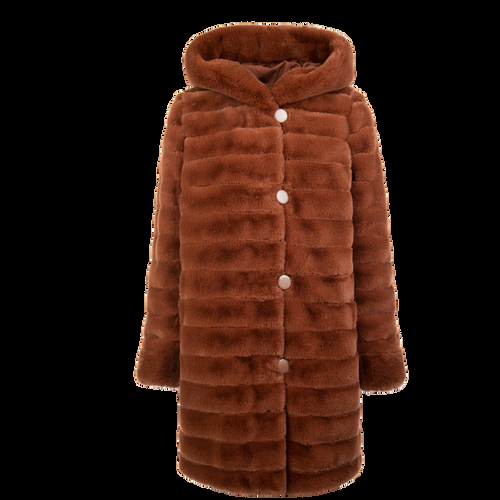 Petite M. Wendemantel Mit Kapuze In Kunstfell Und Microfaser, Farbe Cognac