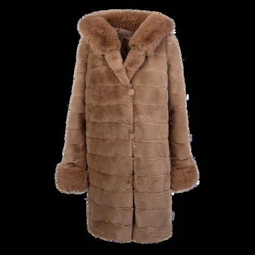 Petite M. Wendemantel Mit Kapuze In Kunstfell Und Microfaser, Farbe Camel