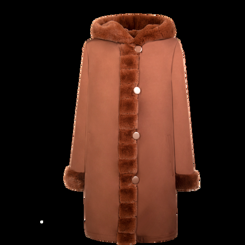 Petite M. Wendemantel Mit Kapuze In Kunstfell Und Microfaser, Farbe Cognac