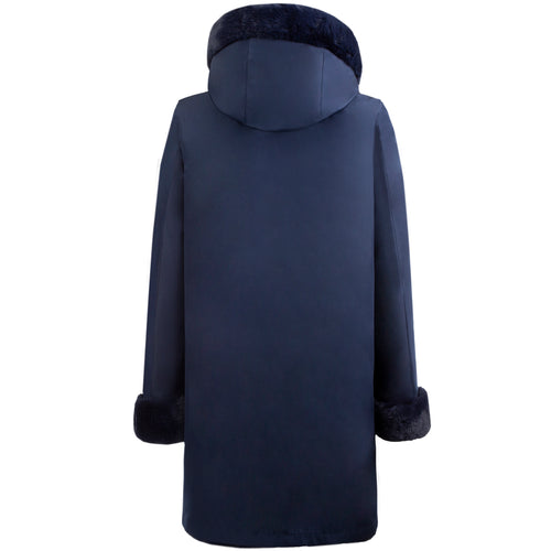 Petite M. Wendemantel Mit Kapuze In Kunstfell Und Microfaser, Farbe Blau