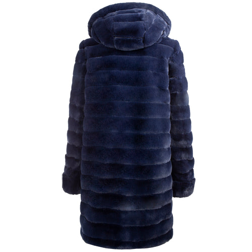 Petite M. Wendemantel Mit Kapuze In Kunstfell Und Microfaser, Farbe Blau