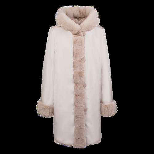 Petite M. Wendemantel Mit Kapuze In Kunstfell Und Microfaser, Farbe Creme