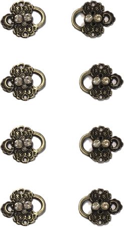 Pezzo D'oro 2 Dirndlhaken, antik silber geschlossen, Miederhaken, 2 Straßsteine kristallklar