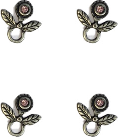 Pezzo D'oro 5 Dirndlhaken für Kinderdirndl, altsilber geschlossen, Strasssteine hellrose