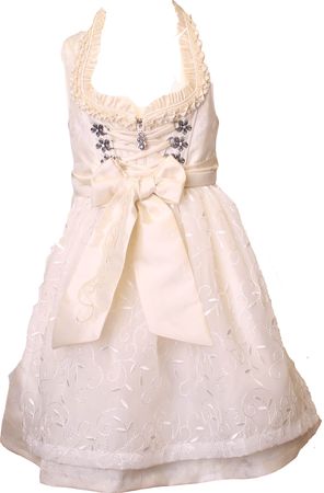 Pezzo D'oro Babydirndl,Taufkleid,Blumenstreudirndl,creme,bestickt