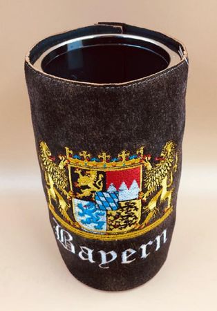 Pezzo D'oro Bergheimer Weinkühler Bestickt Mit Bayernwappen, Ledermanschette (echt Leder ),Trachtenoptik