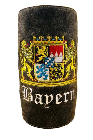 Pezzo D'oro Bergheimer Weinkühler bestickt mit Bayernwappen, Ledermanschette (echt Leder ),Trachtenoptik