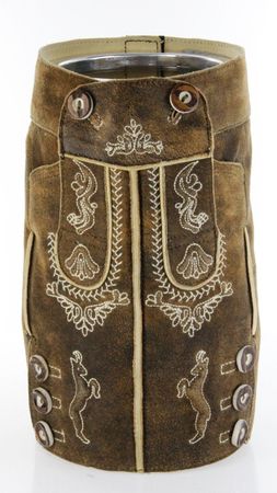 Pezzo D'oro Bergheimer Weinkühler mit Lederhose, echte Ledermanschette bestickt ,Fb stone