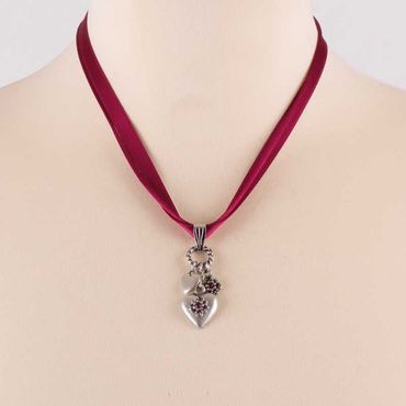 Pezzo D'oro Collier mir zwei Herz- und einem Blumenanhänger