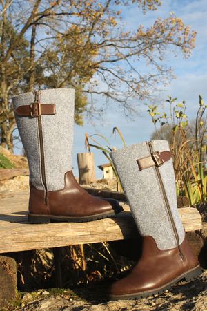 Pezzo D'oro Damen Winterstiefel Leder, Gefüttert, Mit Hohem Filzschaft, Im Sale Minus 20%