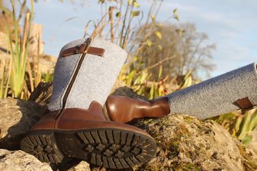 Pezzo D'oro Damen Winterstiefel Leder, Gefüttert, Mit Hohem Filzschaft, Im Sale Minus 20%