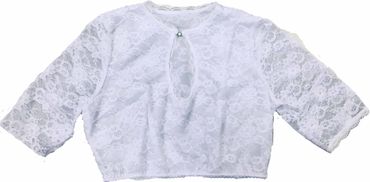 Pezzo D'oro Damenspitzenbluse Mit Tropfenausschnitt, Retro Look, Halbarm, Farbe Weiß