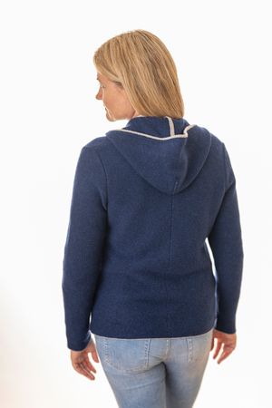 Pezzo D'oro Damenstrickjacke,Kapuze,Merinowolle,blau,nachhaltig Aus Bayern