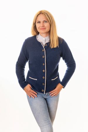 Pezzo D'oro Damenstrickjacke,Merinowolle,Trachtenstrickjacke,marine