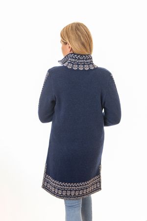 Pezzo D'oro Damenstrickmantel,nachtblau,Strick Mit Jacquardbordüre,Doppelstrick,made In Bayern