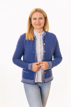 Pezzo D'oro Damentrachtenstrickjacke Blau, Reine Merinowolle,nachhaltig Aus Bayern