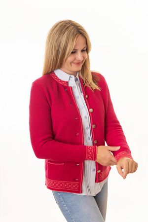 Pezzo D'oro Damentrachtenstrickjacke Pink, Reine Merinowolle,nachhaltig Aus Bayern