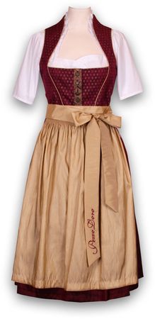 Pezzo D'oro Designer Dirndl,Festtagsdirndl, Mididirndl Bordeaux/gold