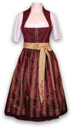 Pezzo D'oro Designer Dirndl,Festtagsdirndl, Mididirndl bordeaux/gold