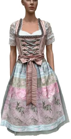 Pezzo D'oro Designer Dirndl Midi rose/silber Festtagsdirndl,Pezzo D'oro