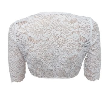 Pezzo D'oro Dirndlbluse Aus Elastischer Spitze Farbe Creme, Kurzarm, Dirndlspitzenbluse