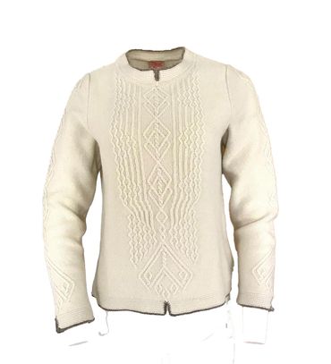 Pezzo D'oro Edler Damenwollpullover Wollweiss,Trachtenpulli Reine Merinowolle,