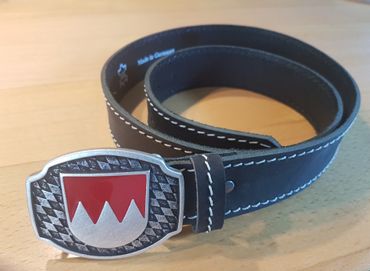 Pezzo D'oro Franken-Gürtel Büffelleder Inkl. Schließe Mit Fränkischem Rechen Schwarz